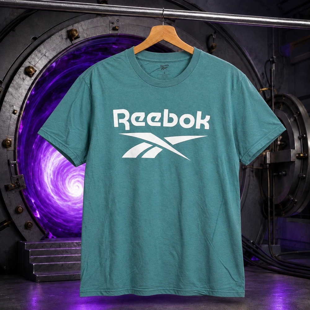 Reebok Mens Graphic Logo T-Shirt Teal Green Small Sportswear Streetwear Tee